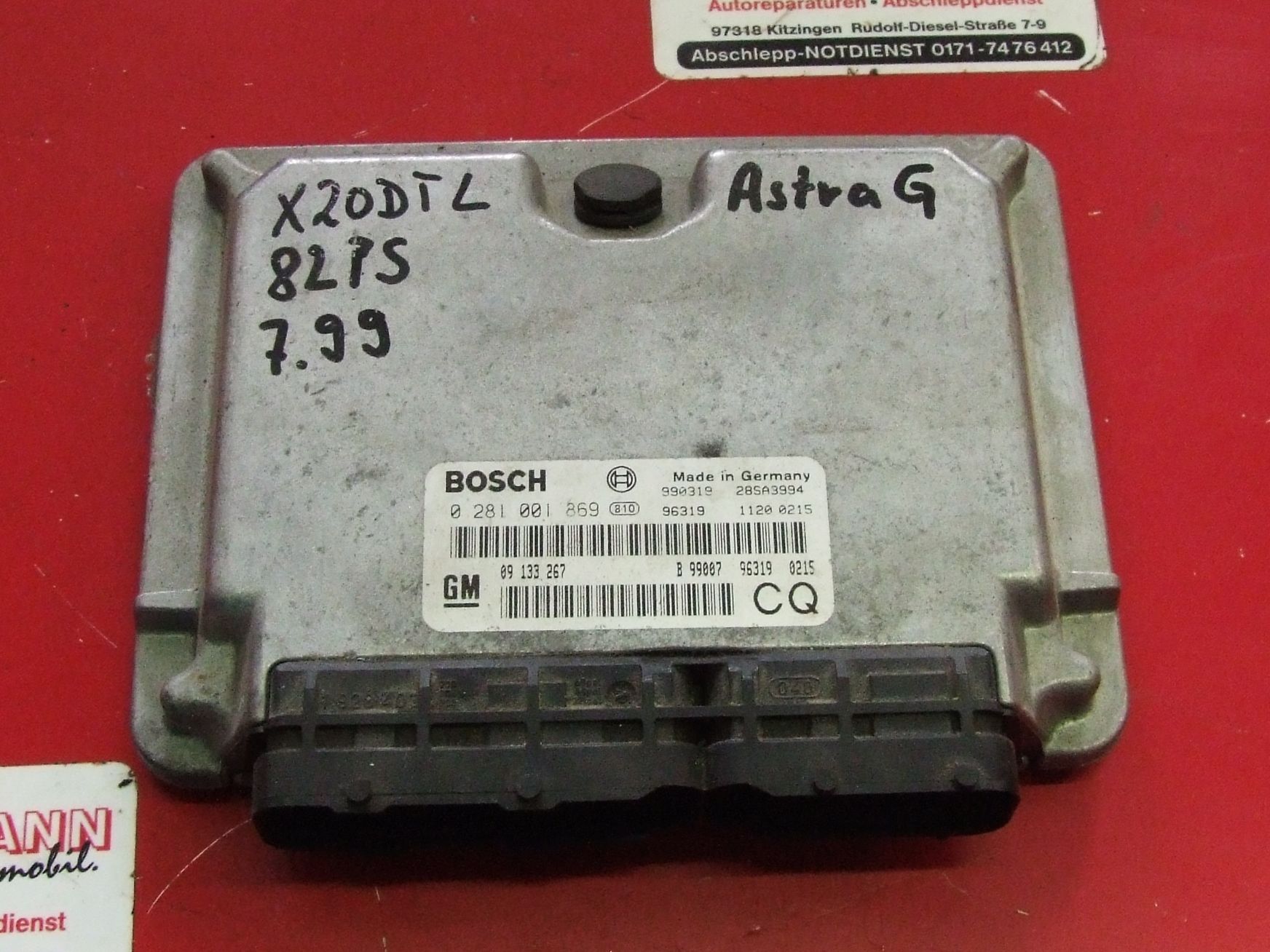 Steuergerät aus Opel Astra G Bosch 0281001869 / 09133267CQ (gebraucht)
