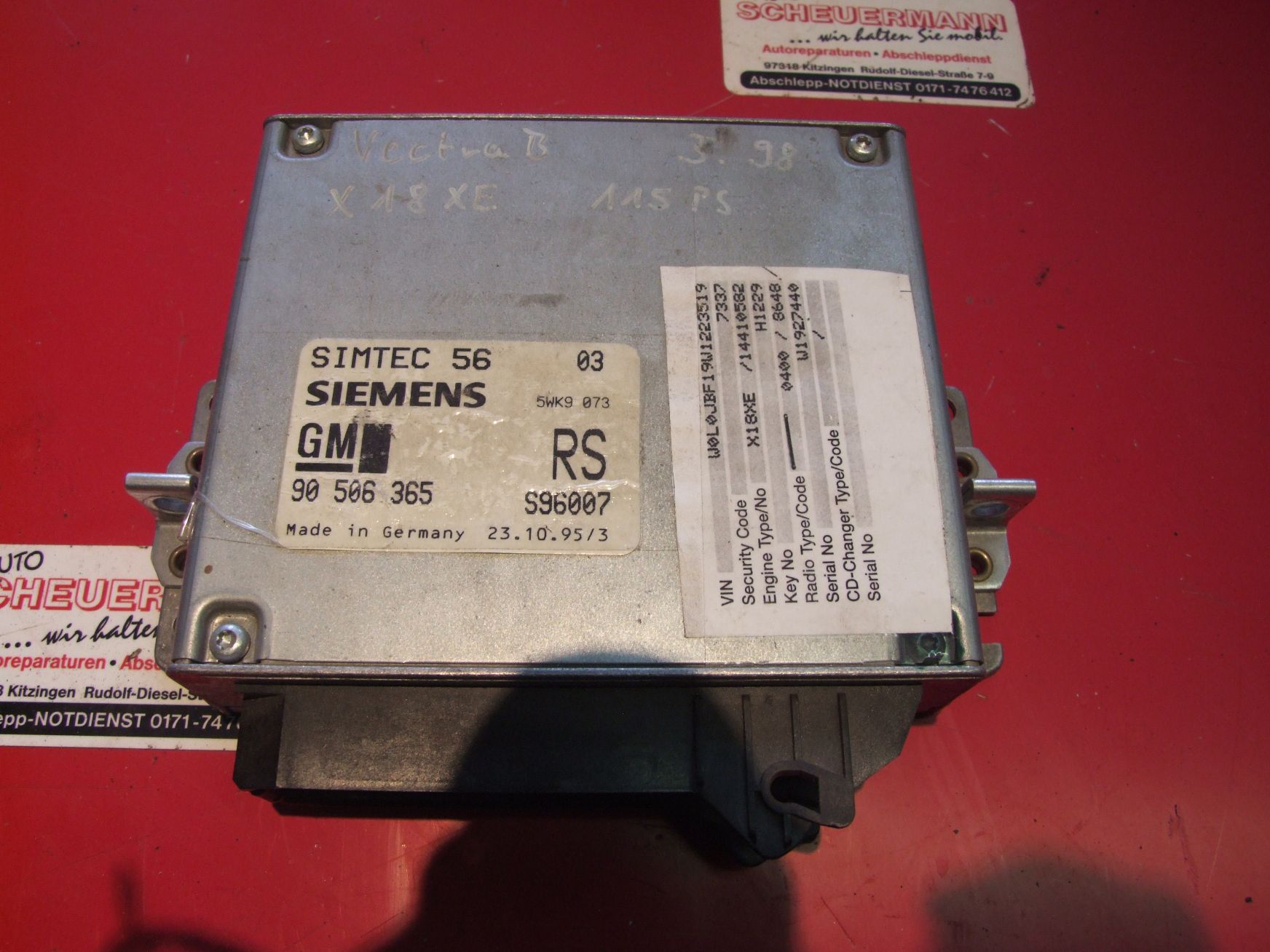 Steuergerät aus Opel Vectra B Siemens / 90506365RS (gebraucht)