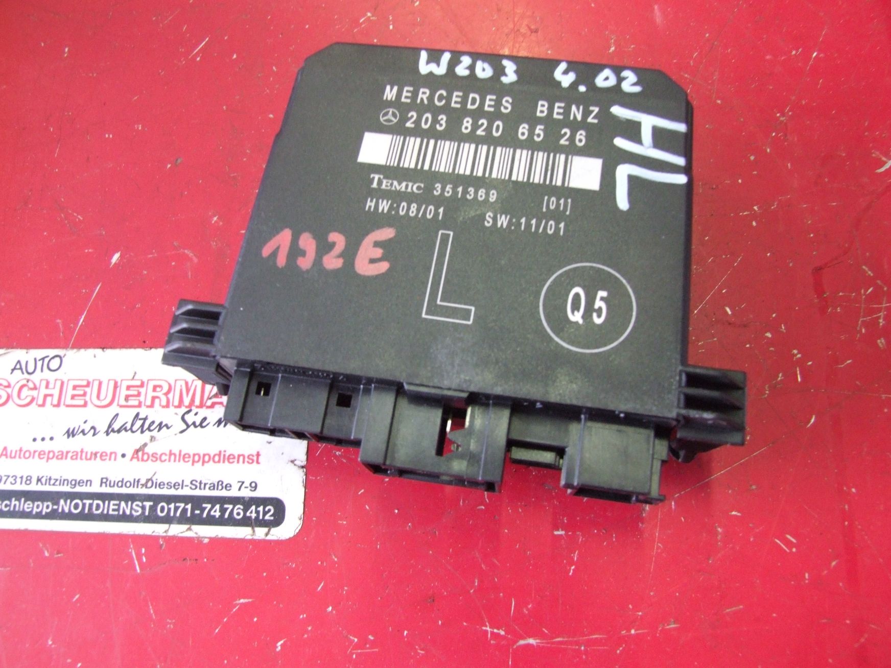 Steuergerät Tür aus Daimler / Mercedes W203 Kombi Temic / 2038206526 (gebraucht)